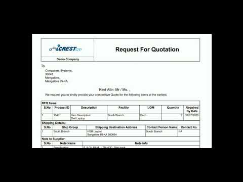 CREST ERP RFQ Process