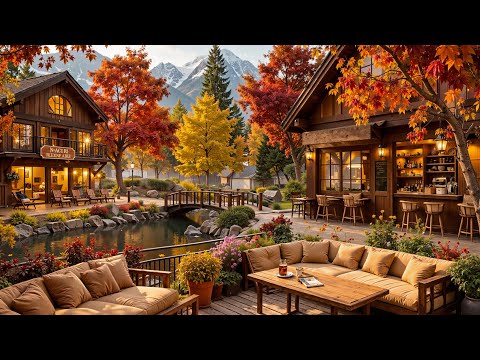 Autumn Retreat Jazz Café Ambience | Smooth Jazz by the Mountain Lake for Calm Focus & Relaxation