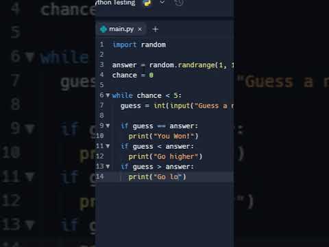 Number Guessing Game in Python #shorts #python #pythonprojects