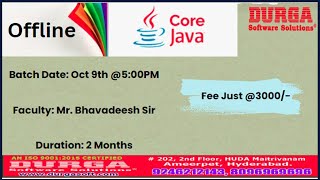 CORE JAVA Offline Training @ DURGASOFT