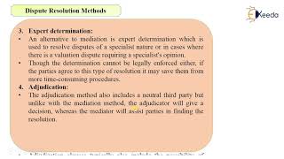 Disputes Resolution Methods - Tenders and Contracts - Quantity Survey Estimation and Valuation