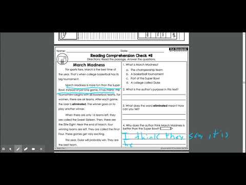 March Madness Reading Comprehension Check #11 part 2
