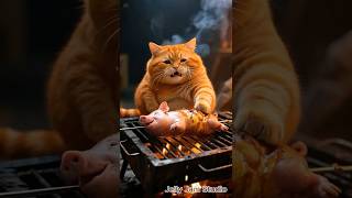 Orange cat cooking pig friend funny cartoon cute ai animation video