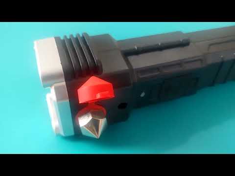 cheap 3w LED torch with glass breaker and seat belt cutter  review and teardown