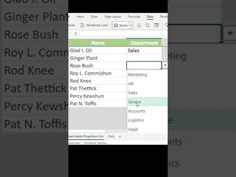 Searchable dropdown list in #excel #shorts