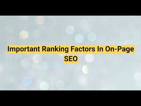 Important ranking factors in on page seo