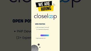 Hiring PHP Developer - CloseLoop Software House - PHP Laravel Dev #techjobs #php #php8 #tech #coding