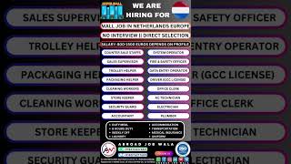 Netherlands 🇳🇱 jobs in 2024 || Abroad Job Wala Overseas Consultancy