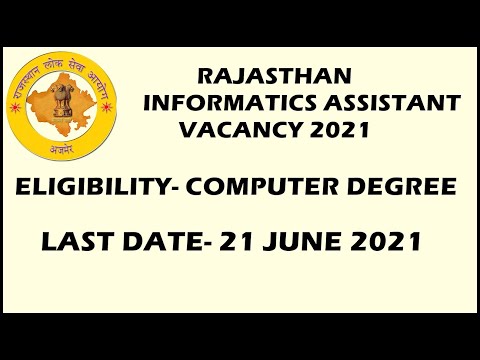RAJASTHAN INFORMATICS ASSISTANT VACANCY 2021