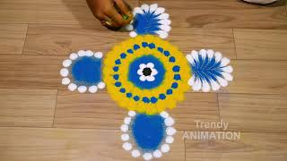 Latest easy Rangoli Design | Rangoli | rangoli Art | multi colored rangoli | Trendyanimation |