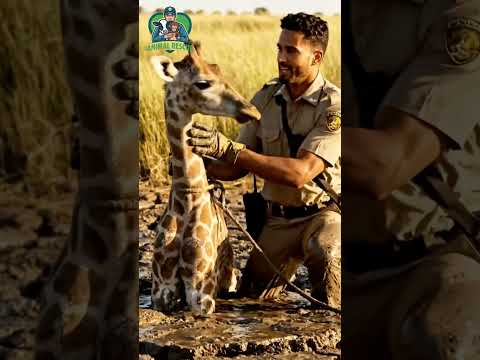 Baby Giraffe Stuck in Mud — Emotional Savannah Rescue | Wildlife Ranger Saves Giraffe #animalrescue