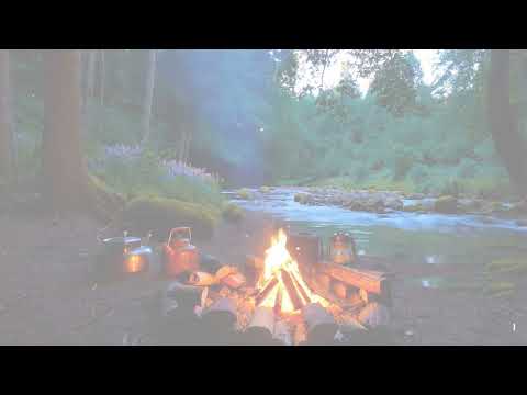 6 Hours of Campfire Crackling & River Sounds for Sleep, Relaxation, and Stress Relief