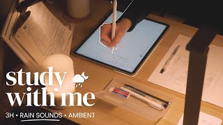 3-HOUR STUDY WITH ME 🌧️ on a Rainy Night | ✍️ Real Background Noise | ☔ Rain Sounds | Pomodoro 50-10