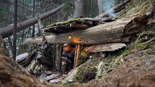Building a Complete and Warm Survival Shelter | Solo Bushcraft