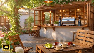 Morning Spring Jazz Music 🌼 Smooth Jazz Music at Cozy Outdoor Coffee Shop Ambience for Mood Booster