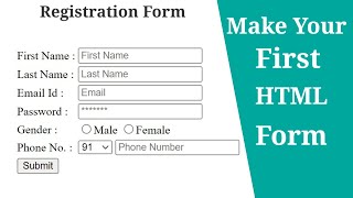 Learn Your First HTML Form in 5 minutes With Table. Step by step || html tutorial for beginners.
