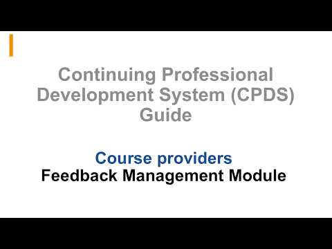CPDS guide: Course providers (7/7) - Feedback Management Module
