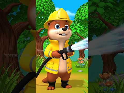 Cute Otter Dressed as a Firefighter Spraying Water to Save the Day 🚒💦  #cartoon #kids #otter #shorts
