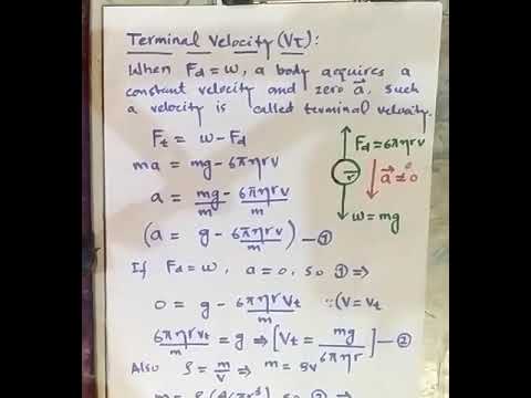 FSc-I Fluid dynamics: Lecture 3, Terminal velocity