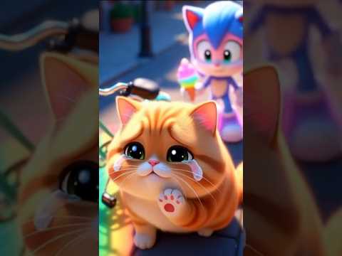 The Ice Pop Accident 🌈 The Sonic's cute Rescue! #shorts  #cat #sonic #funny #animals #cutecat