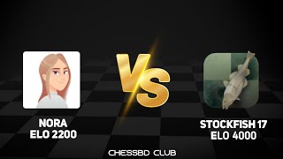 Nora (Elo 2200) vs stockfish 17 (Elo 4000) || chessbd club #chess #nora #stockfish17