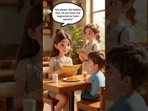 Ordering Halal and Kids’ Meals at a Restaurant  | English Conversation #speakconfidentenglish