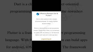 Q.3 diffrence b/w flutter & dart? #flutter #dart #coding #app #programming #coder #developer