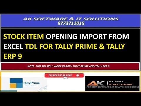 Stock Item Opening Import From Excel Tdl For Tally Prime & Tally ERP 9