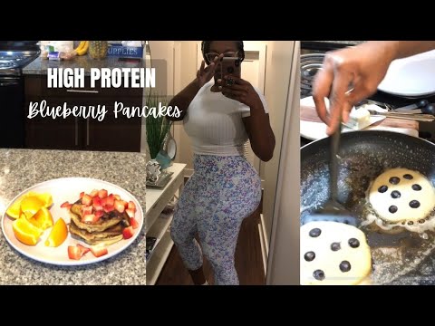 Easy + Healthy Breakfast Idea| BLUEBERRY PROTEIN PANCAKES