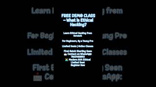 Free DEMO Class | Ethical hacking education