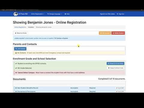 EPISD Student Online Registration Video Guide