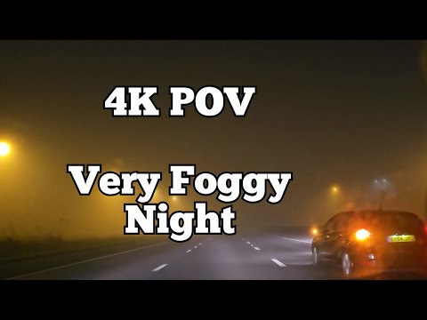[ 4K POV ]  Very foggy night drive on the Motorway/Highway