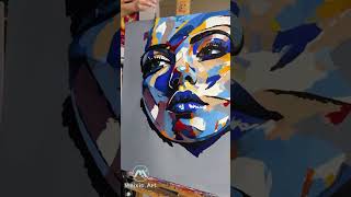 3D Texture Handmade Abstract Portrait Painting Cloth Geometric Pattern Modern Texture Portrait Art