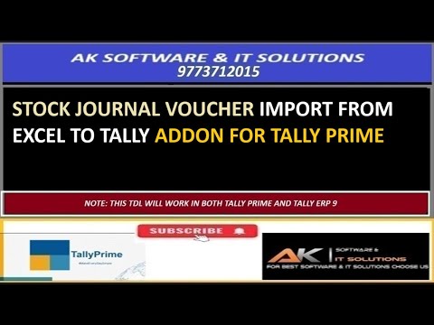 STOCK JOURNAL VOUCHER IMPORT FROM EXCEL || TALLY ADDON || TALLY PRIME
