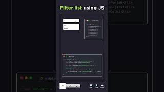 🔍 Filter Lists Using JavaScript ✨ | Dynamic Search Made Easy!||#shorts #shortvideo #js #react#design