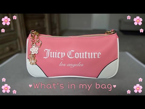 what's in my bag ♡ Juicy Couture Pink Lemonade Fashionista Sports Shoulder bag 🌸💗