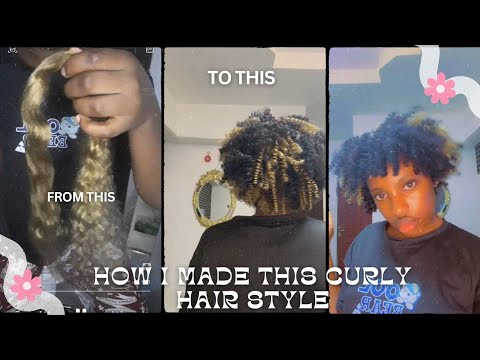 SHORT CURLY HAIRSTYLE WITH OLD HAIR EXTENSIONS!!🙀🙀😲 #diy #viral #hairstyle #blackgirlmagic