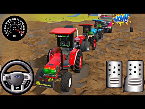 Drive 3 tractor but dumper not pulled tractor stucked😱😱#tractor  #jcb  #kidsofficialgamer