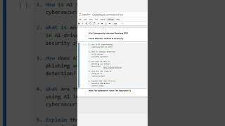 AI in Cybersecurity Interview Questions 2025 | Threat Detection, Defense & AI Security 🚀