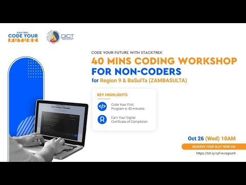 Code Your Future: 40-mins Coding Workshop for Non-Coders for Region IX (ZAMBASULTA)