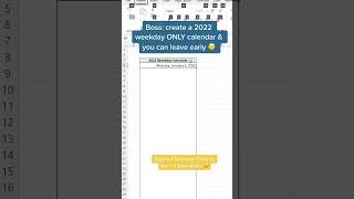 Create a weekday calendar for 2022... | #excel #excelformulas #exceltips #googlesheets