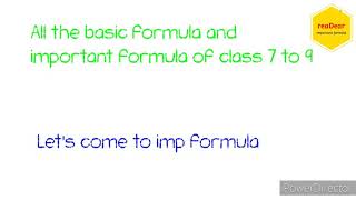 CBSEstudy class.. // All the basic and very important formula's of class 7th  to  9th..