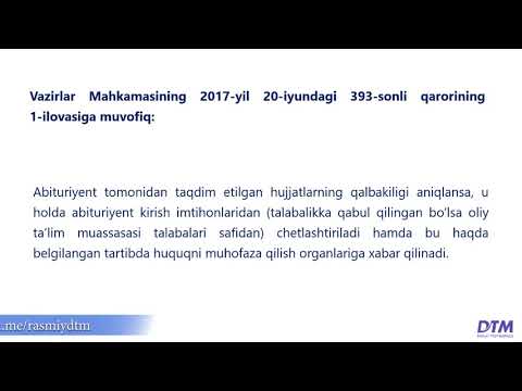 Abituriyentlarni online ro'yhatdan o'ish bo'yicha yo'riqnoma