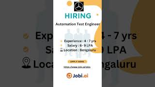Manual and Automation Test Engineer at Mercedes-Benz  4-7 Years of Experience |#testingjobs# itjobs