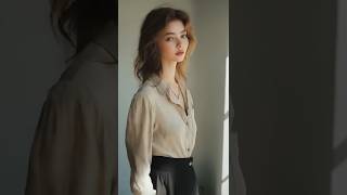 Chic Beige Blouse with Classic Black Skirt #fashion #elegance #chic