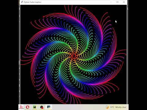 Draw spiral with python  #coding #codingtime #python #timeclock #drawing #programming  #pythoncode
