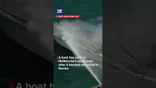 Boat bursts into flames on Melbourne bay | 9 News Australia