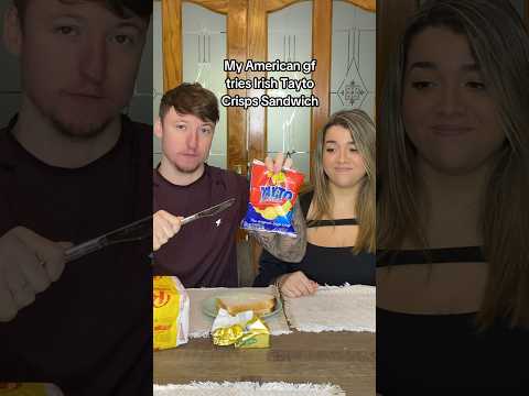☘️American tries Irish Tayto Crisp Sandwich 🥪 #shorts