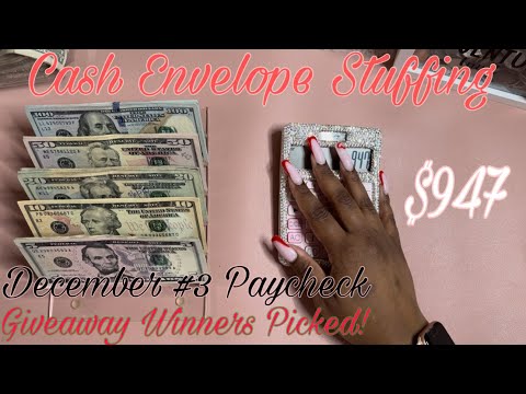 Cash Envelope Stuffing | December #3 Paycheck | GIVEAWAY WINNERS  | #cashenvelopes #giveaway