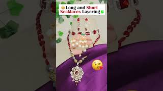 Long and short necklace layering styles hacks #jewellaryideas #necklacedesigns #necklacefashion